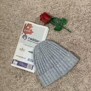 Gray Ribbed Knit Beanie